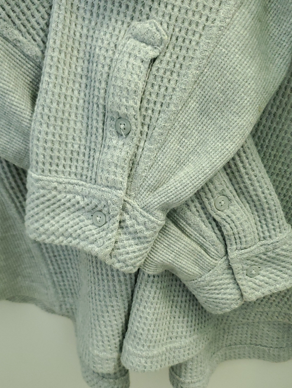 Aerie Lumberjane Waffle Knit Button Up Shirt / Shacket Size Medium Gray & White - Picture 8 of 9